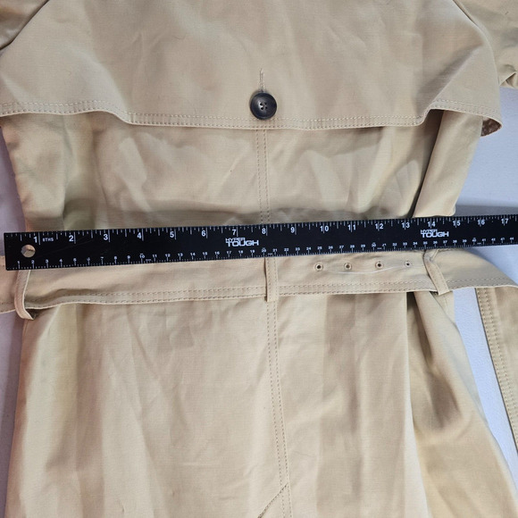Topshop Trench Coat Women's 4 Beige Tan Button Closure Belted Cuffed Collar NWOT - Picture 10 of 15